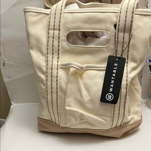 New with Tags, WANTABLE Cream and Tan Canvas Tote